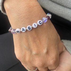 MAGIC Letter Bracelet Purple & Lavender & Frosted Clear Cubes